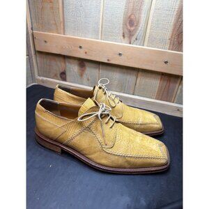 David Eden Mens Genuine Lizard Square-Toe Oxford Shoes 8.5 Handmade Exotic Yello